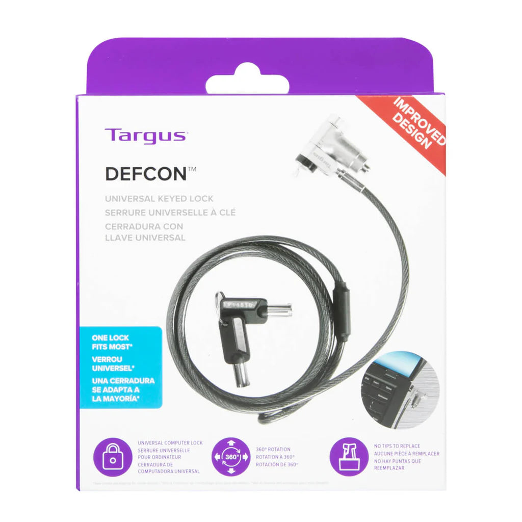 Targus DEFCON™ Ultimate Universal Keyed Cable Lock with Slimline Adaptable Lock Head | ASP95GL Cable Accessory Targus