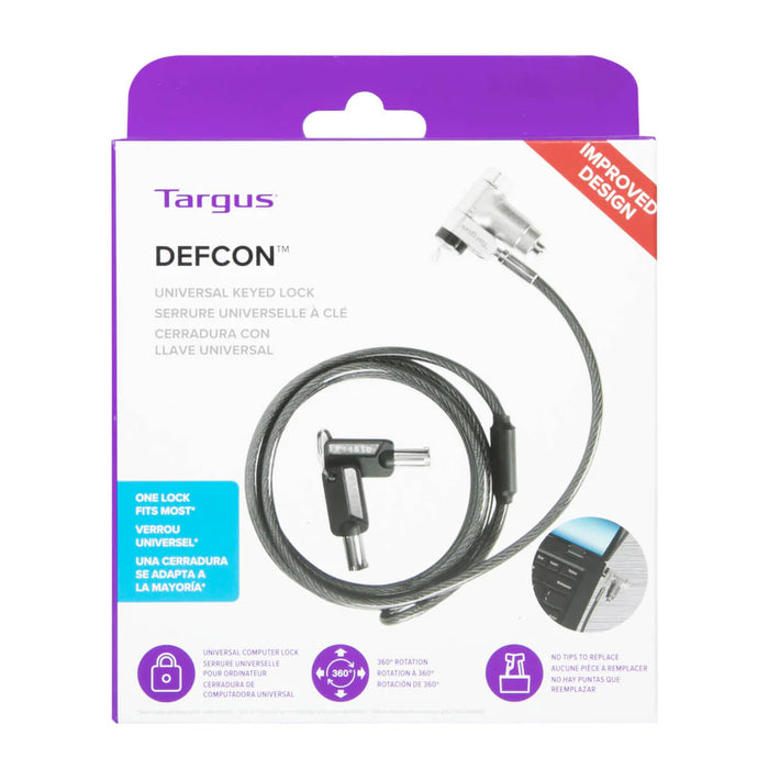 Targus DEFCON™ Ultimate Universal Keyed Cable Lock with Slimline Adaptable Lock Head | ASP95GL Cable Lock Targus