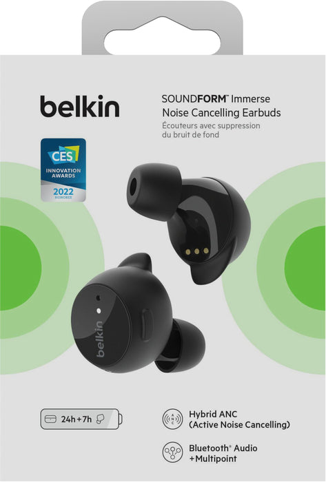 Belkin Immerse Noise Cancelling Headset Wireless In-ear Calls/Music USB Type-C Bluetooth Black | AUC003BTBK