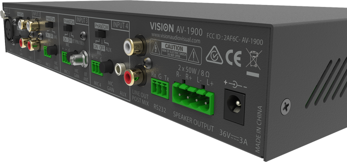 Vision AV-1900 2x50W RMS Mixer Amplifier Audio Amplifier Vision