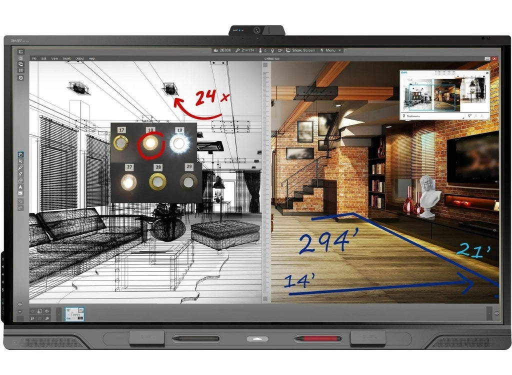 SMART Board SBID-QX275-P 75” QX Pro Interactive Display With Smart Meeting Pro Interactive Touchscreen Display Smart