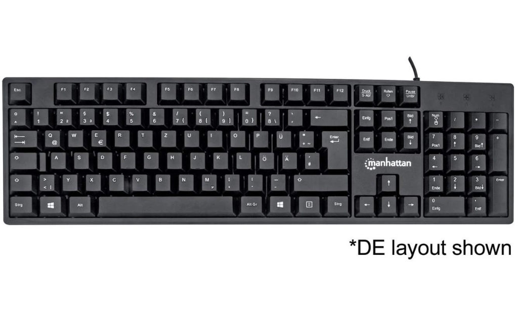 Manhattan 179324-UK Keyboard USB Wired Black-Standard Qwerty Full Size Keyboard & Mouse Manhattan
