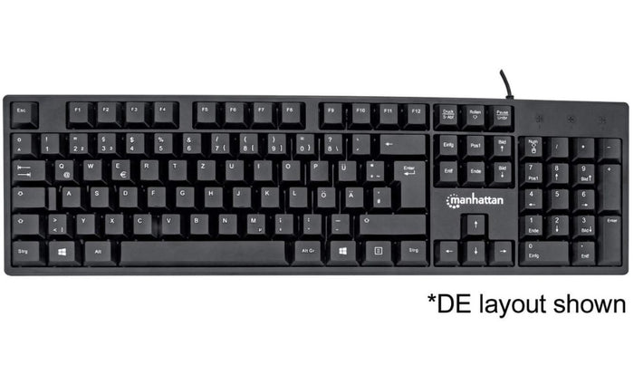 Manhattan 179324-UK Keyboard USB Wired Black-Standard Qwerty Full Size Keyboard & Mouse Manhattan