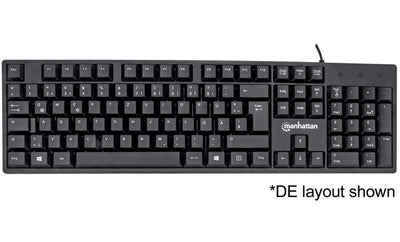 Manhattan 179324-UK Keyboard USB Wired Black-Standard Qwerty Full Size Keyboard Manhattan