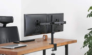Manhattan Up to 32" Universal Dual Monitor Mount With Double-Link Swing Arms | 461528 Monitor Arm Desk Mount Manhattan