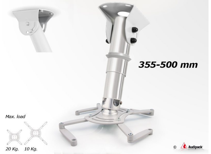 Audipack QFIX3-0500TG (35.5-50cm) Universal Telescopic Projector Mount For Up To 30Kg Projectors - Grey Projector Mount Audipack
