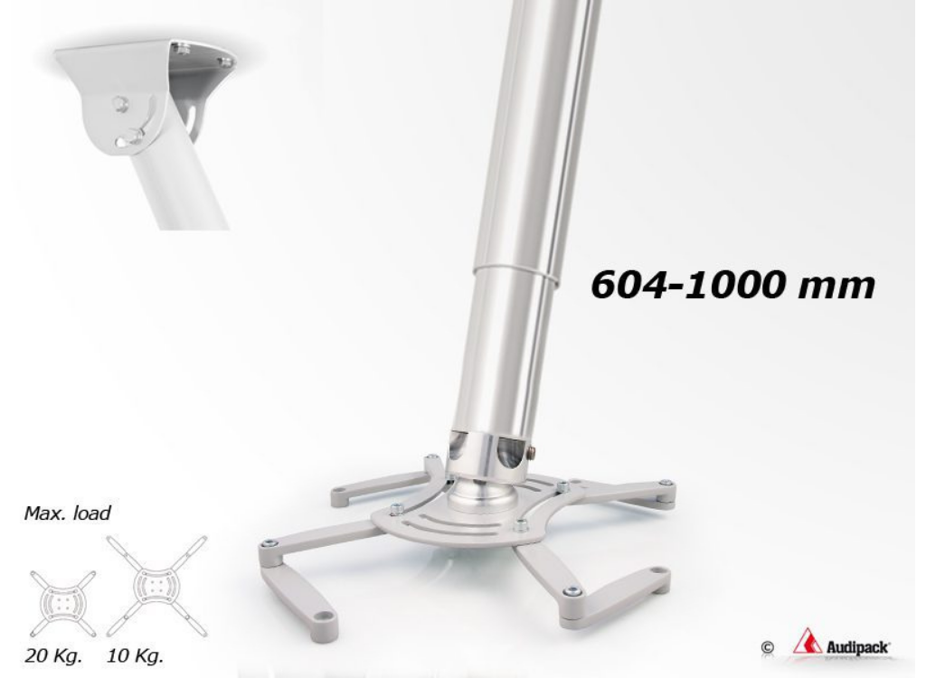 Audipack QFIX3-1000TG (60.4-100cm) Universal Telescopic Projector Mount For Up To 30Kg Projectors - Grey Projector Mount Audipack