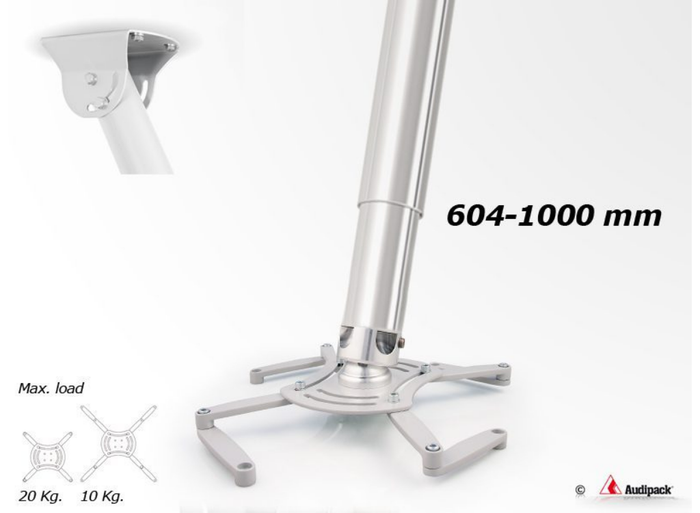 Audipack QFIX3-1000TG (60.4-100cm) Universal Telescopic Projector Mount For Up To 30Kg Projectors - Grey Projector Mount Audipack