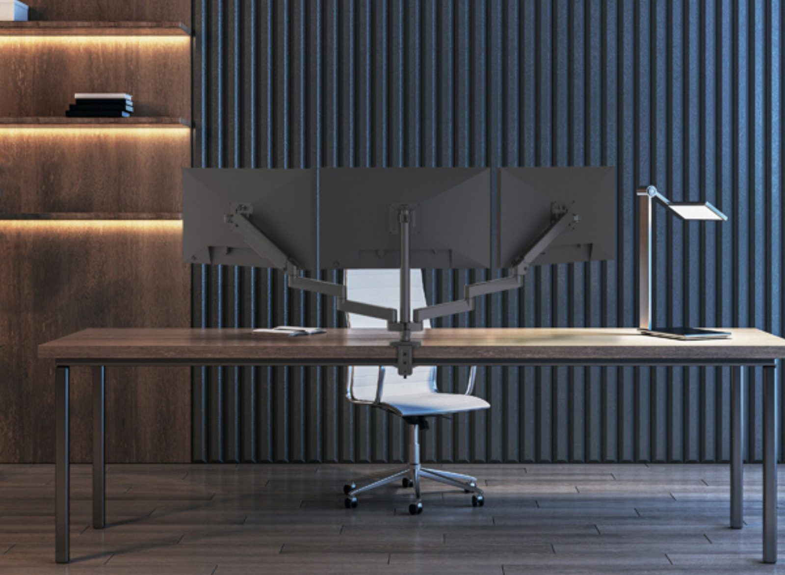 B-Tech BT7353/B Flex Trio Full Motion Triple Screen Desk Mount For Up to 32" Screens Monitor Arm Desk Mount B-Tech