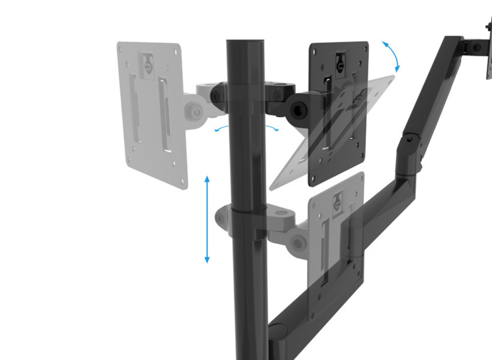B-Tech BT7353/B Flex Trio Full Motion Triple Screen Desk Mount For Up to 32" Screens Monitor Arm Desk Mount B-Tech