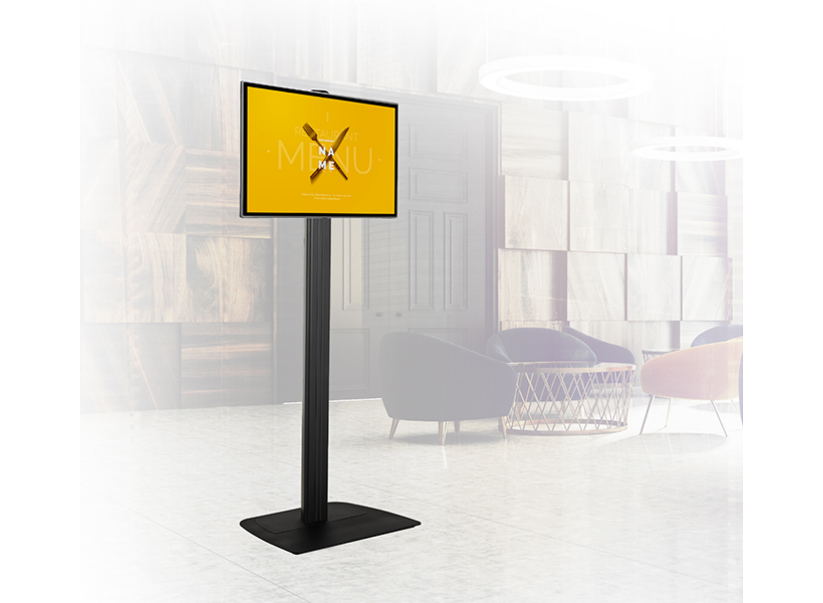 B-Tech BT8581/BB Medium Flat Screen Single Column Floor Stand Up to 47" Screen Floor Stand B-Tech