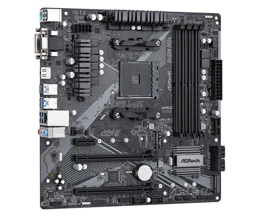 Asrock AMD B450 Socket AM4 Micro ATX Motherboard -  B450M Pro4 R2.0