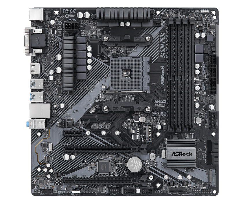 Asrock AMD B450 Socket AM4 Micro ATX Motherboard -  B450M Pro4 R2.0