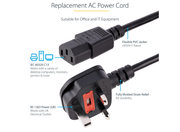 StarTech 1m Computer Power Cable - BS 1363 to C13 | BS13U-1M-POWER-LEAD Power Cable Startech