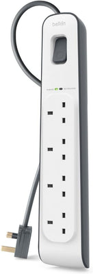 Belkin 4-outlet Surge Protection Strip with 2M Power Cord | BSV400AF2M Adapter Cables Belkin