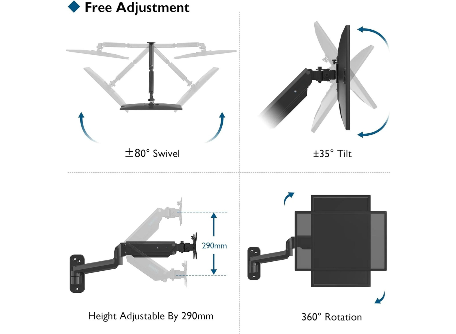 Moove 13" - 42" Monitor Wall Mount | SMBR1342WB Wall Mount Bracket Moove AVMounts