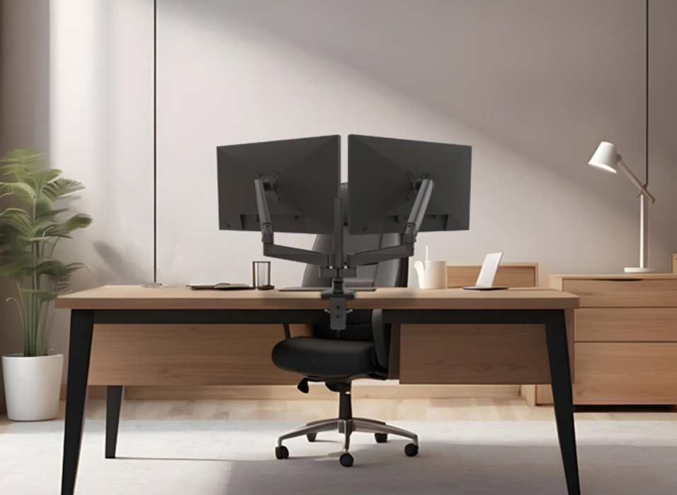 B-Tech BT7352/B Flex Duo Full Motion Twin Screen Desk Mount For Up to 32" Screens