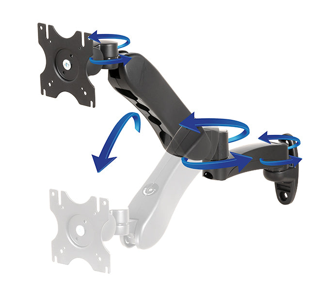B-Tech up to 28" Full Motion Wall Mount with Double Arm - Swivel | BT7385/B Wall Mount Bracket B-Tech