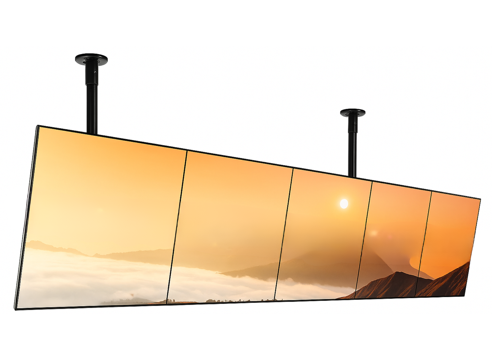 B-Tech 1m Pole Tilt 32"-55" System X Portrait Menu Board Ceiling Mount For 5 Screens Ceiling Mount Bracket B-Tech