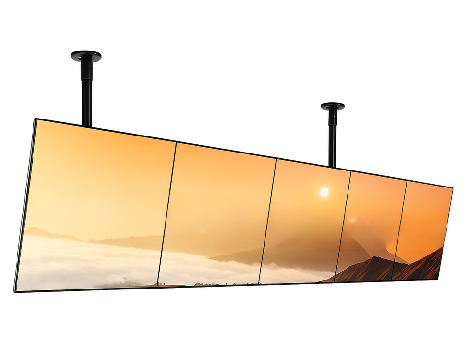 B-Tech 1m Pole Tilt 32"-55" System X Portrait Menu Board Ceiling Mount For 5 Screens Ceiling Mount Brackets B-Tech