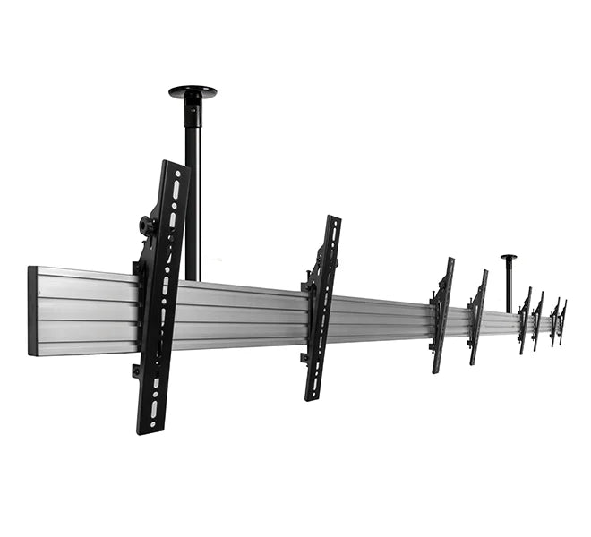 B-Tech 1m Pole Tilt 32"-55" System X Portrait Menu Board Ceiling Mount For 5 Screens Ceiling Mount Brackets B-Tech