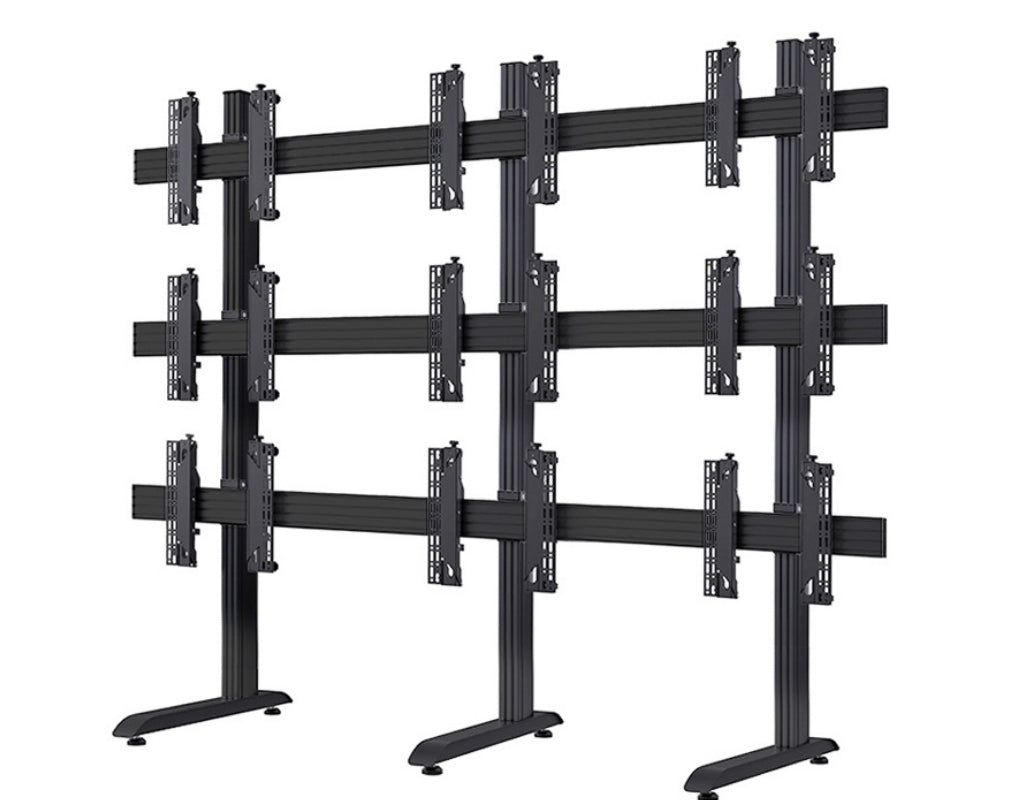 B-Tech 46" - 55" Universal Video Wall Stand For 3x3 Video Walls | BT8370-3X3/BB Video Wall Mount B-Tech