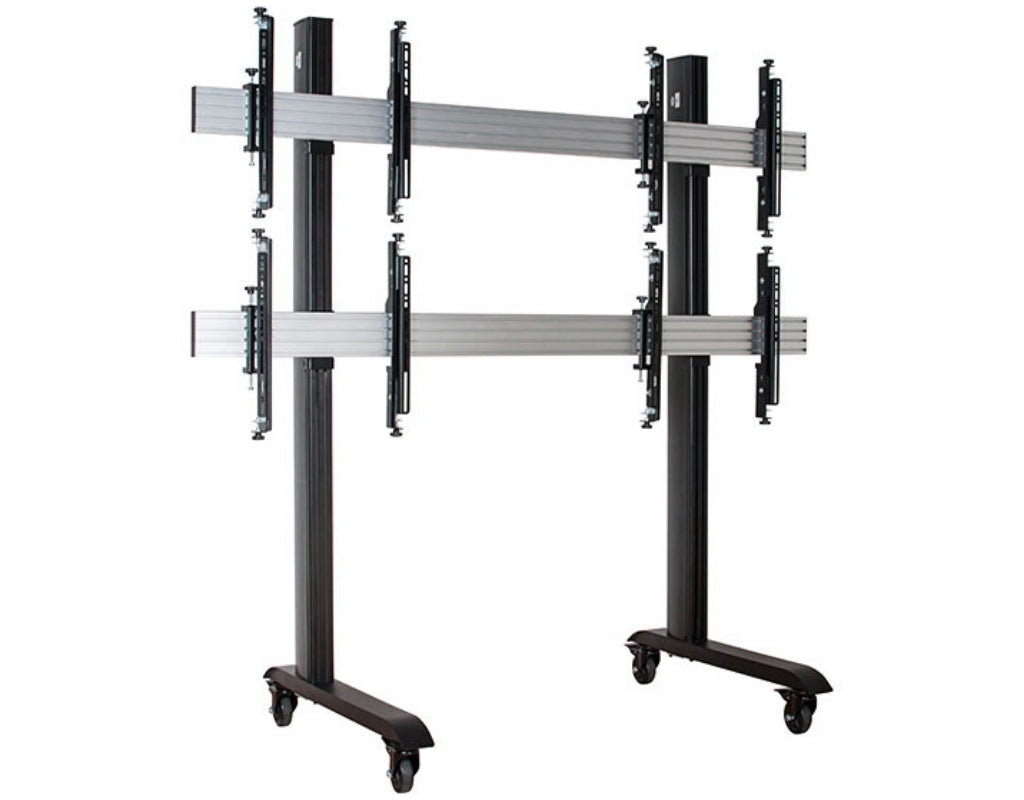 B-Tech 46" - 60" Universal Mobile Video Wall Stand For 2x2 Video Walls | BT8371-2X2/BS Video Wall Mount B-Tech
