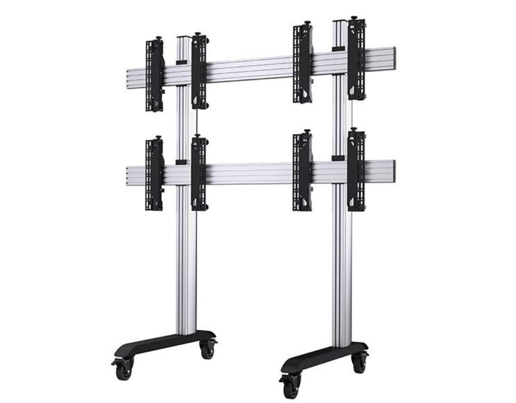 B-Tech 46" - 60" Universal Mobile Video Wall Stand For 2x2 Video Walls | BT8371-2X2/BB Video Wall Mount B-Tech