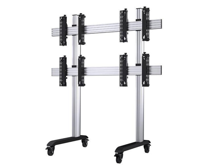B-Tech 46" - 60" Universal Mobile Video Wall Stand For 2x2 Video Walls | BT8371-2X2/BB Video Wall Mount B-Tech
