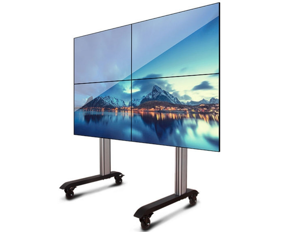 B-Tech 46" - 60" Universal Mobile Video Wall Stand For 2x2 Video Walls | BT8371-2X2/BS Video Wall Mount B-Tech