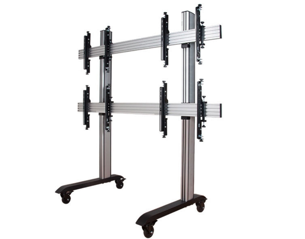 B-Tech 46" - 60" Universal Mobile Video Wall Stand For 2x2 Video Walls | BT8371-2X2/BS Video Wall Mount B-Tech