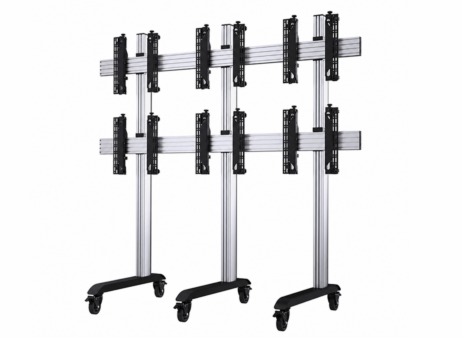 B-Tech 46" - 60" Universal Mobile Video Wall Stand For 2x3 Video Walls | BT8371-2X3/BS Video Wall Mount B-Tech