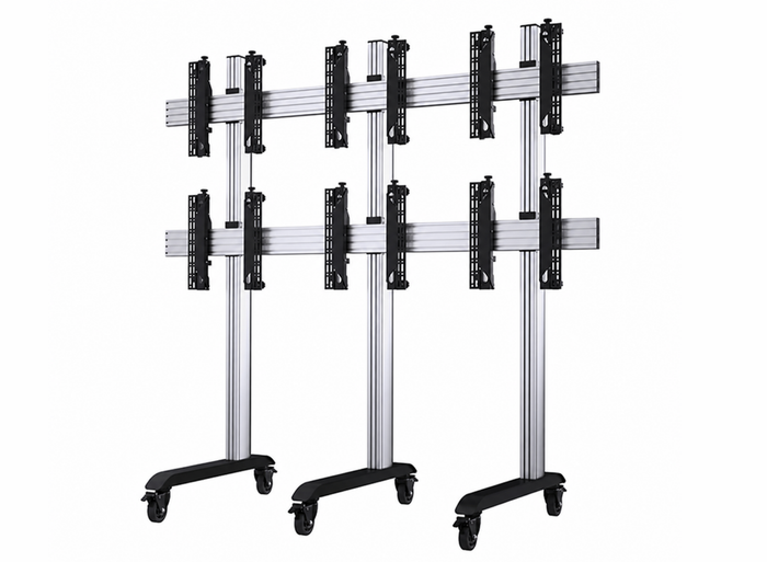 B-Tech 46" - 60" Universal Mobile Video Wall Stand For 2x3 Video Walls | BT8371-2X3/BS Video Wall Mount B-Tech