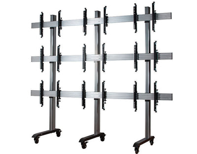 B-Tech 46" - 55" Universal Mobile Video Wall Stand For 3x3 Video Walls | BT8371-3X3/BS TV Mount & Brackets B-Tech