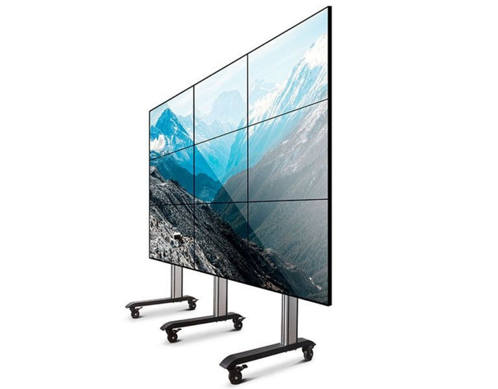 B-Tech 46" - 55" Universal Mobile Video Wall Stand For 3x3 Video Walls | BT8371-3X3/BS Video Wall Mount B-Tech