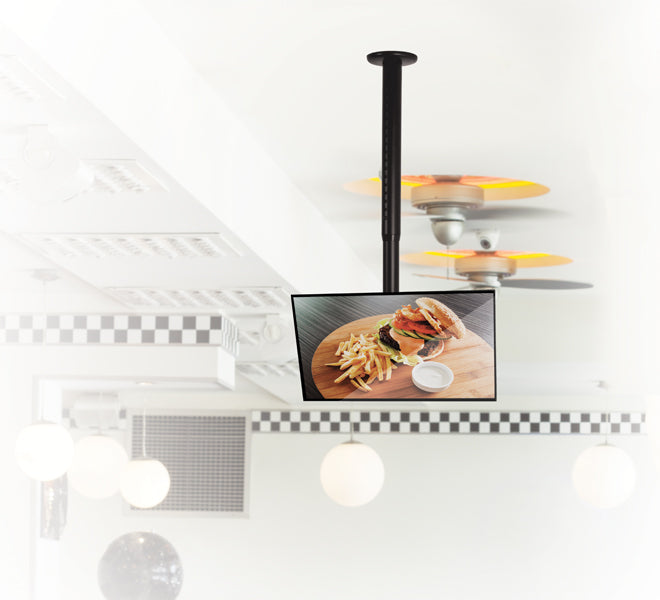 B-Tech 47" - 1m Pole Adjustable Drop Flat Screen Ceiling Mount With Tilt | BT8420/B Ceiling Mount Bracket B-Tech