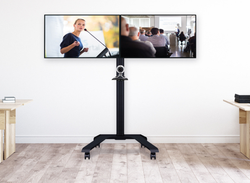 B-Tech BT8514/B Universal Twin Screen VC Trolley For 39"-49" Screens Mobile Trolley B-Tech