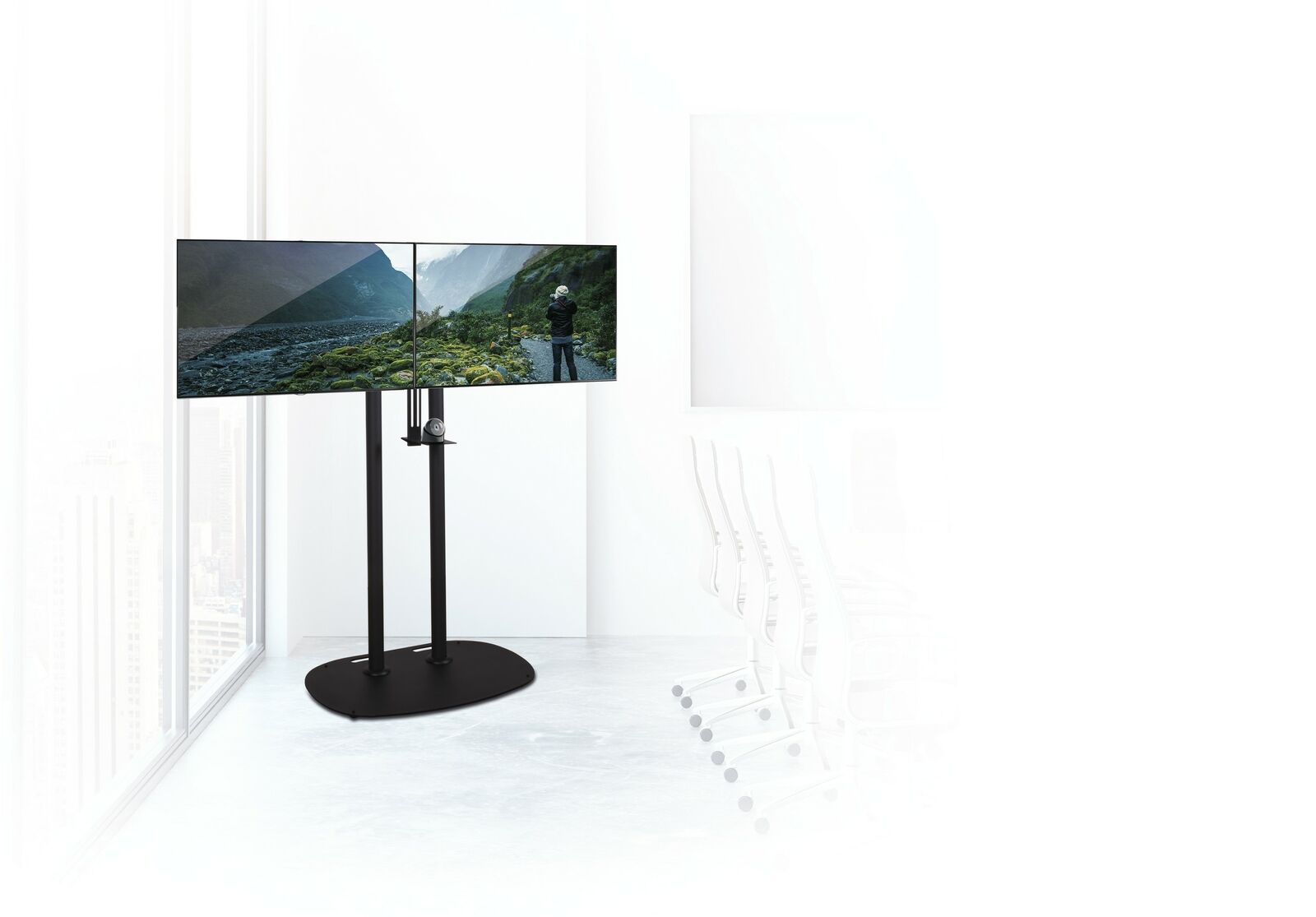 B-Tech 39" - 46" 1.5m Universel Twin Screen VC Stand | BT8521/B Floor Stand B-Tech