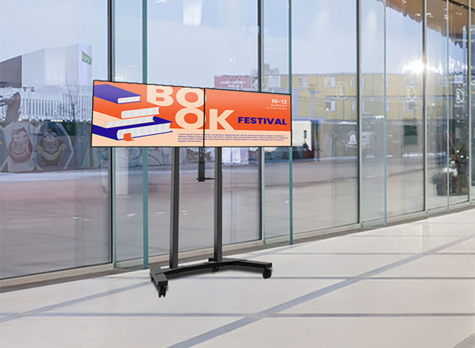 B-Tech BT8554 Momentum E-Lift Duo Motorised Twin Screen VC Trolley For Up to 46" Twin Screens Motorised Trolley B-Tech