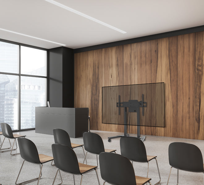 B-Tech 55"-100" Momentum E-Lift Motorised Height Adjustable Flat Screen Trolley | BT8558/B Motorised Trolley B-Tech