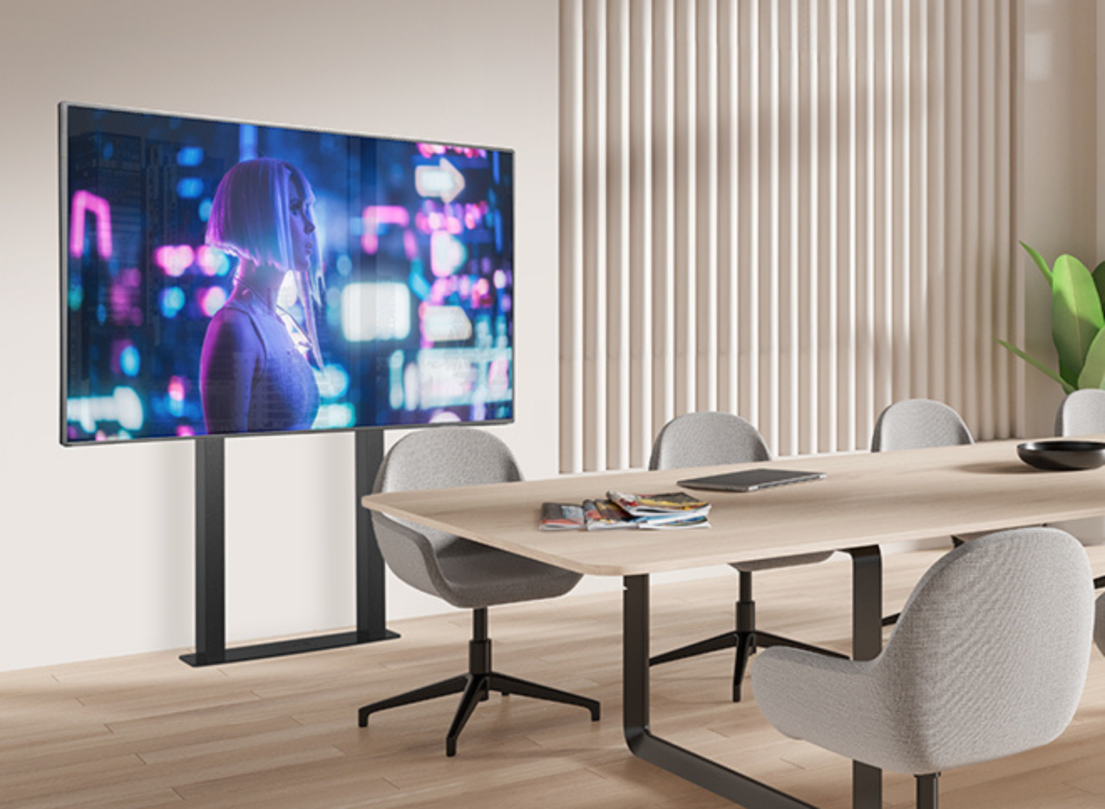 B-Tech BT8559/B Motorised Height Adjustable Floor-To-Wall Stand For Up to 100" Screens Floor Stand B-Tech