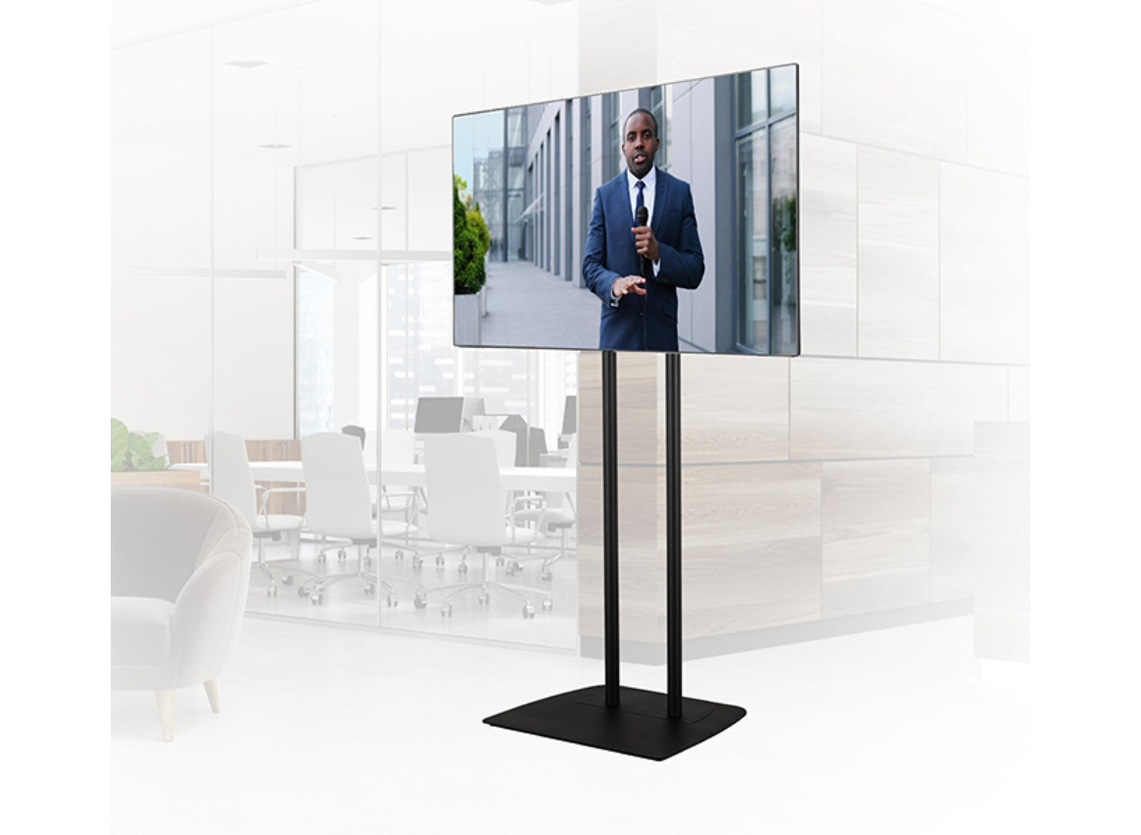 B-Tech BT8573 Large Flat Screen Twin Pole Floor Stand For Up to 75" Screen Floor Stand B-Tech