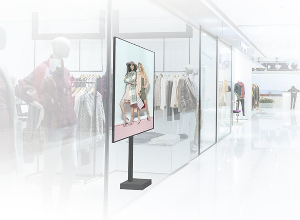 B-Tech BT8577/B Bolt-Down Pole Mounted Digital Signage Stand With Retractable Base Floor Stand B-Tech