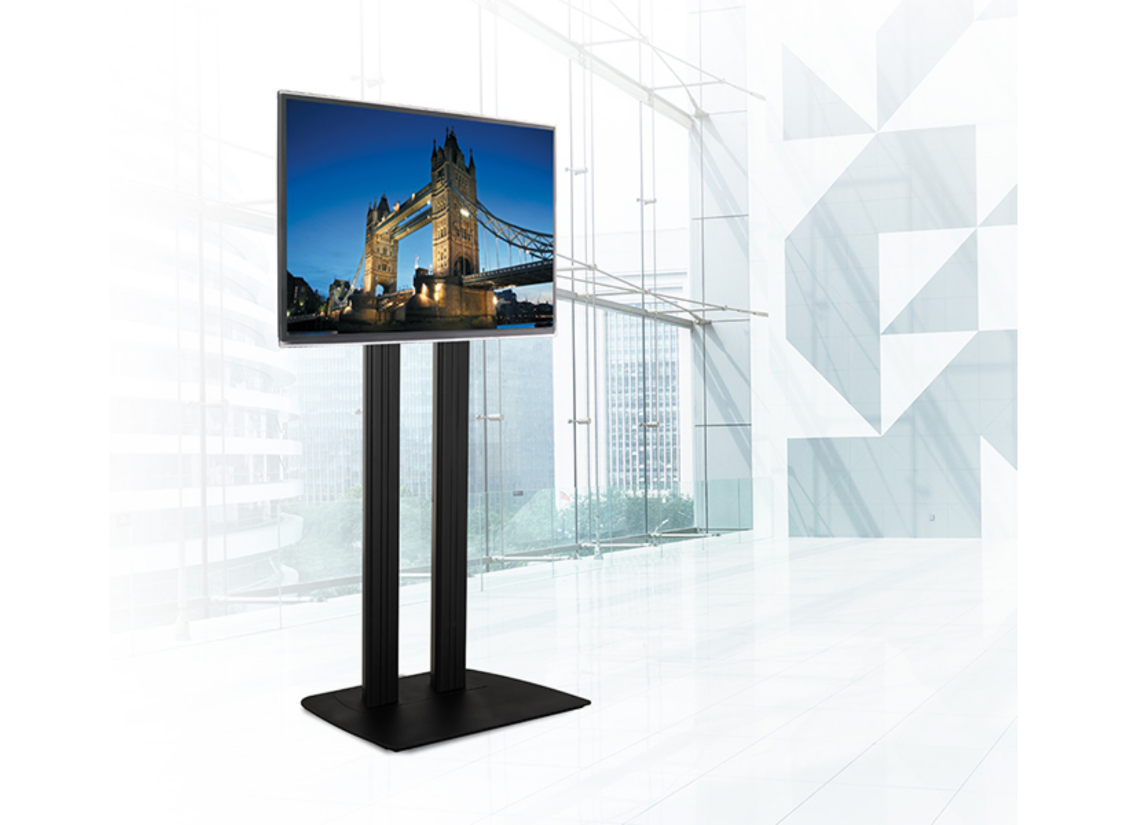 B-Tech BT8583/BB Large Flat Screen Twin Column Floor Stand For Up to 75” Screen Floor Stand B-Tech