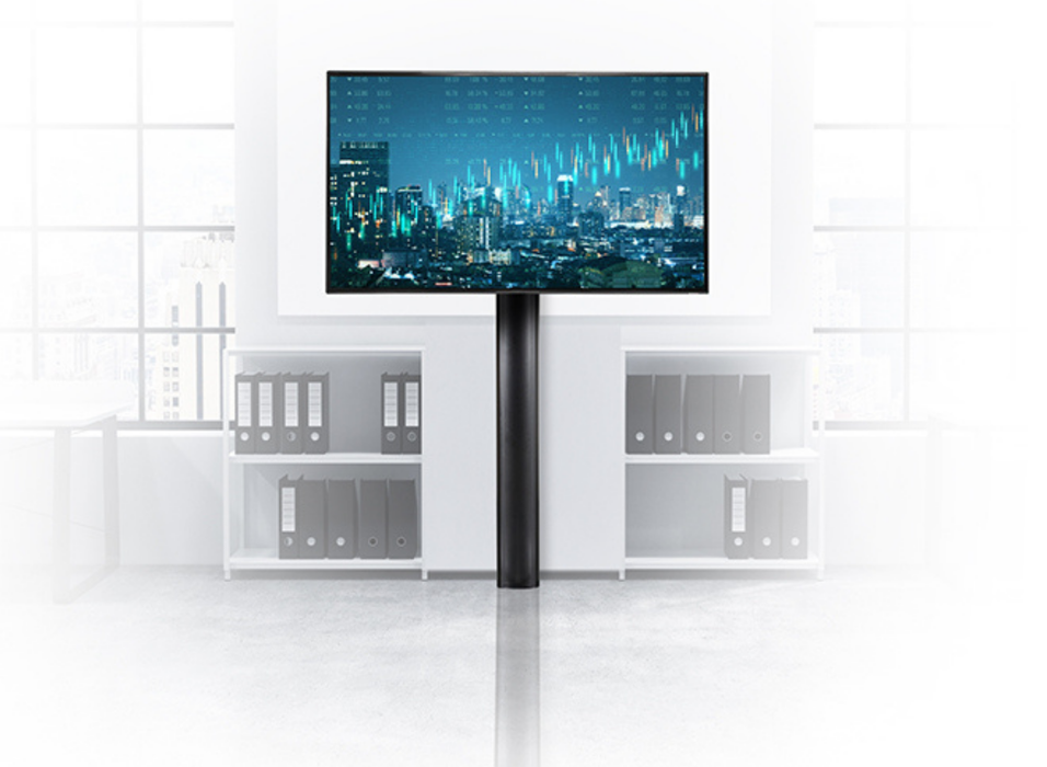 B-Tech BT8700/B Premium Floor-to-Wall Single Screen UC Stand - 1.4m Multimedia Carts & Stands B-Tech