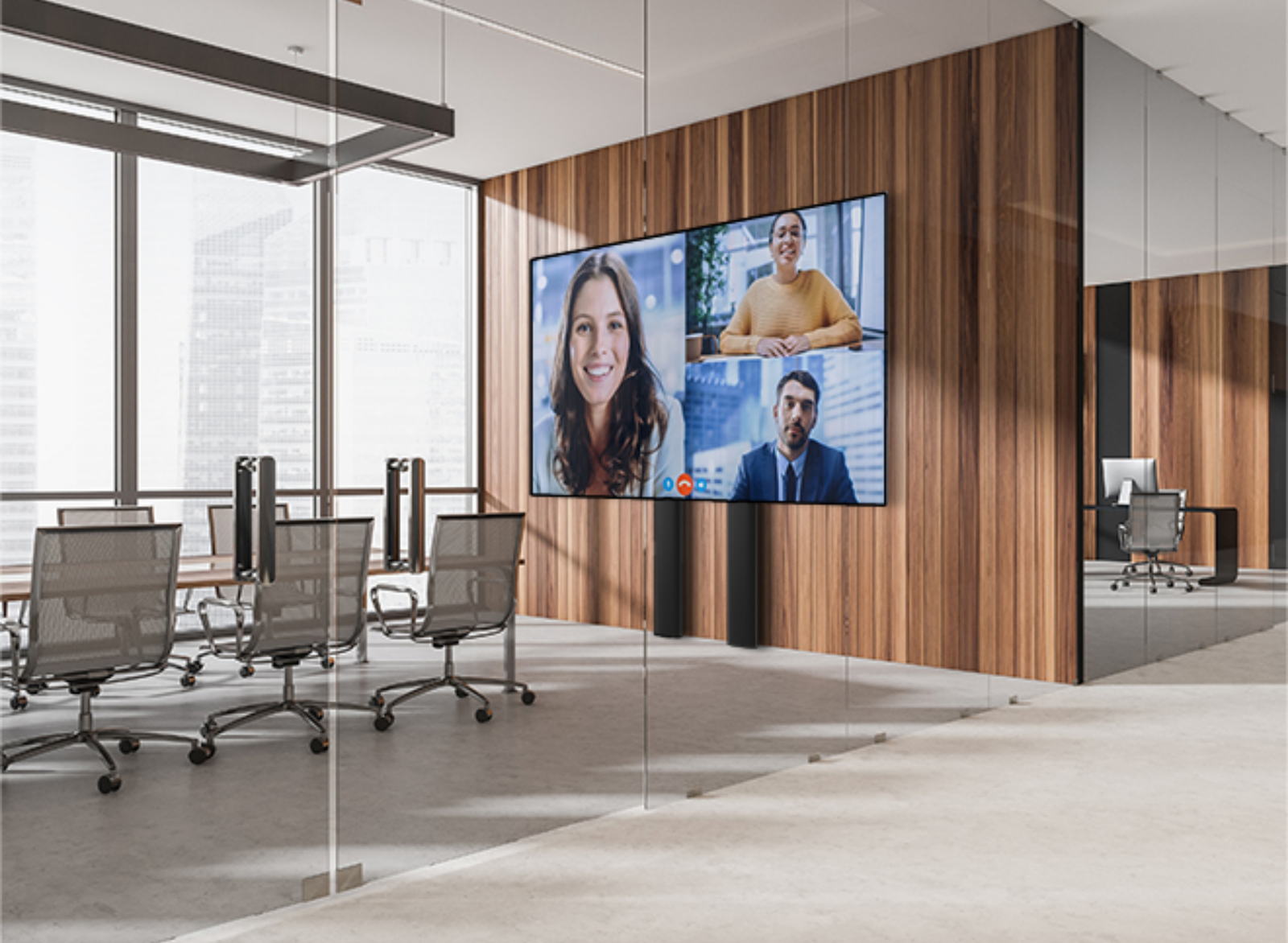 B-Tech BT8707/B Premium Floor-To-Wall Single Screen Twin Column UC Stand - 2m Multimedia Carts & Stands B-Tech