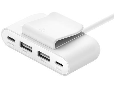 Belkin BoostCharge 4-Port USB Power Extender White | BUZ001BT2MWHB7 USB Hubs & Docking Station Belkin