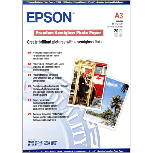 Epson Premium Semigloss Photo Paper, DIN A3, 251g/m², 20 Sheets