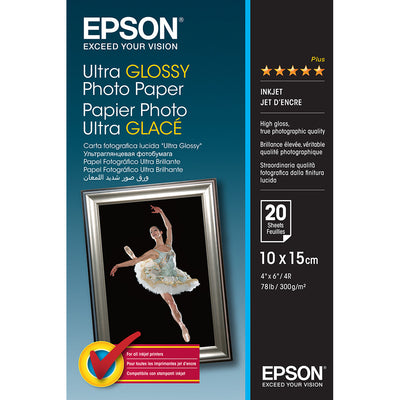 Epson Ultra Glossy Photo Paper - 10x15cm - 20 Sheets Printer Paper | A4 - A3 Paper & Photo Paper Epson