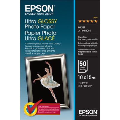 Epson Ultra Glossy Photo Paper - 10x15cm - 50 Sheets Printer Paper | A4 - A3 Paper & Photo Paper Epson